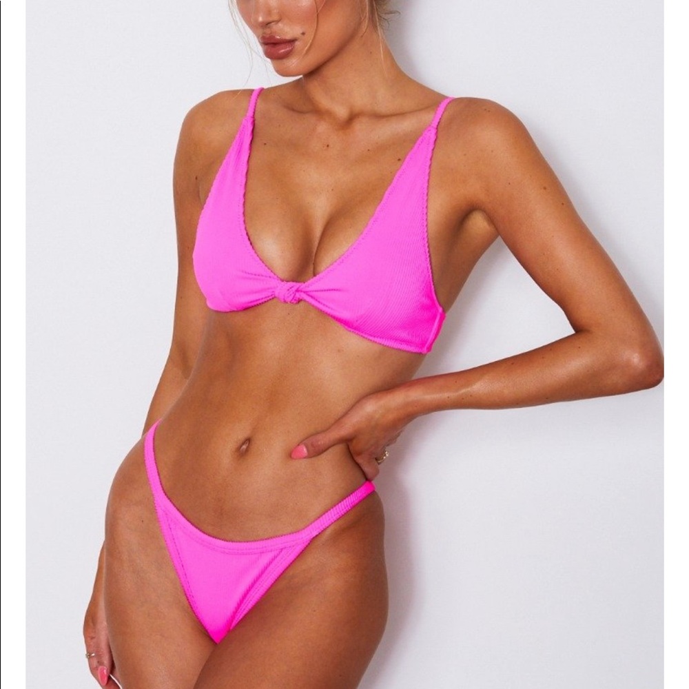 White Fox pink rib bikini